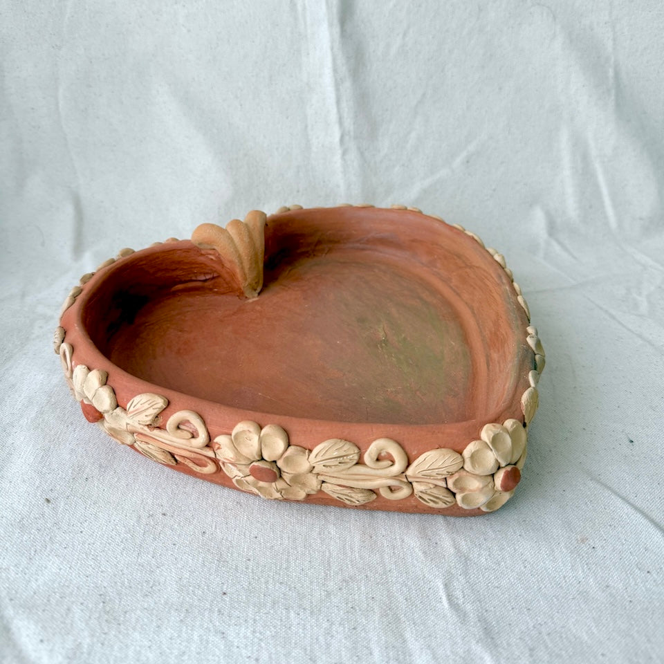 Large Red Heart Floral Dish
