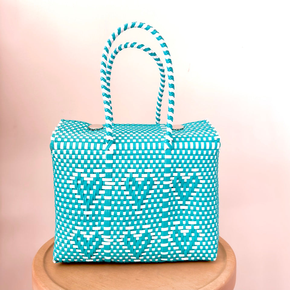 Medium Blue Hues Recycled Bucket Bag