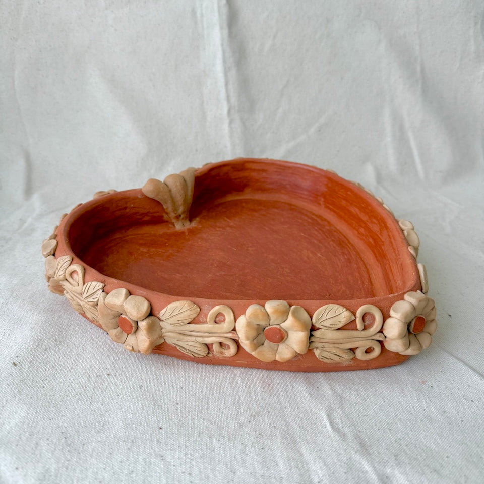 Large Red Heart Floral Dish