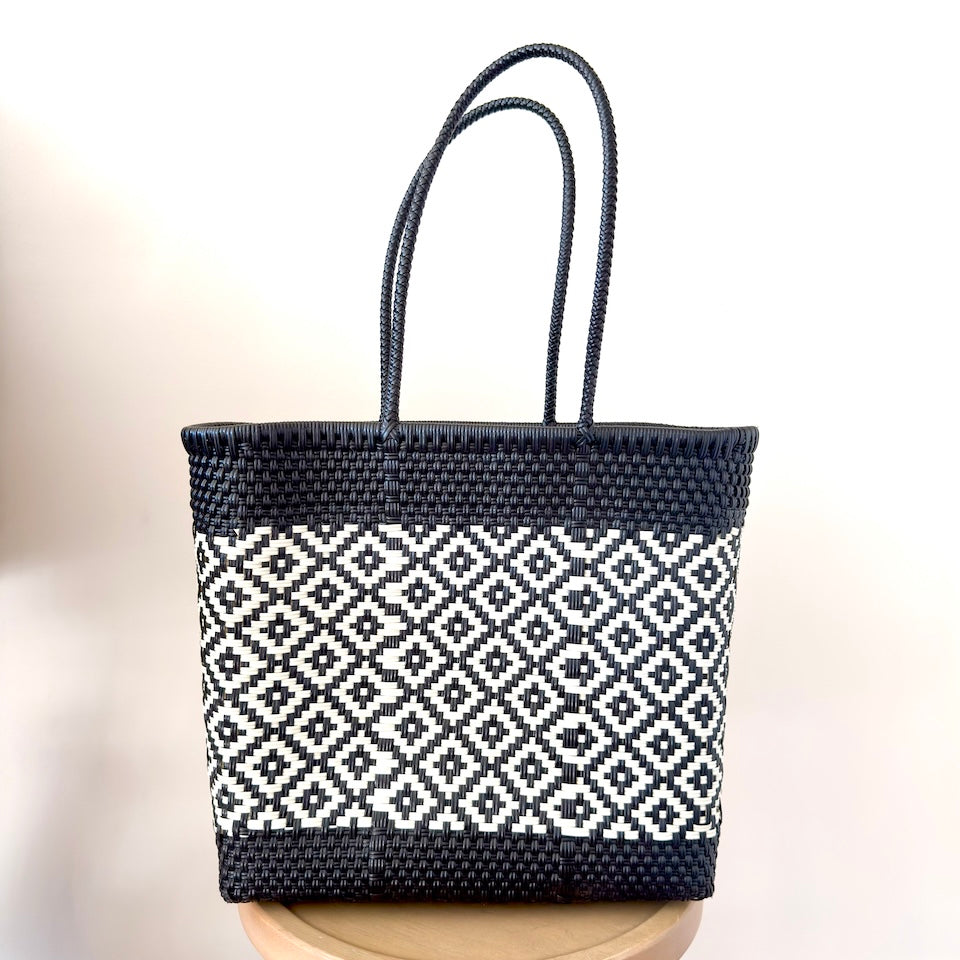 Large Black &amp; White Recycled Bag