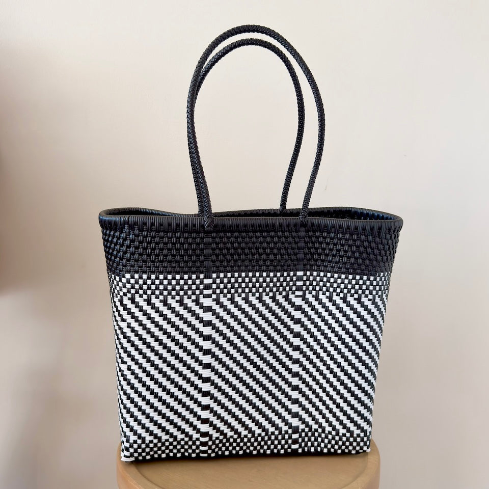 Large Black &amp; White Recycled Bag