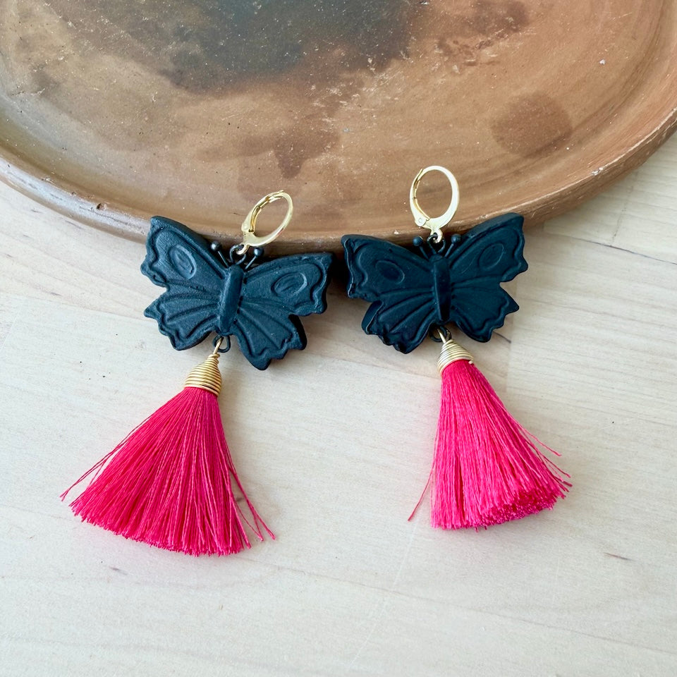 Barro Negro Butterfly Tassel Earrings