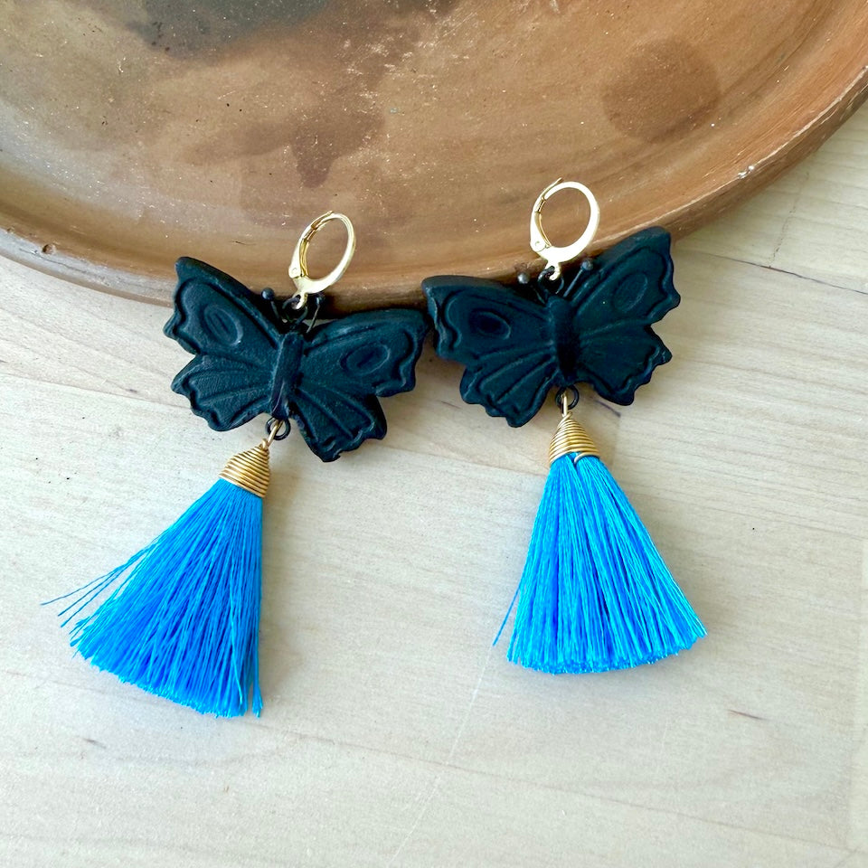 Barro Negro Butterfly Tassel Earrings