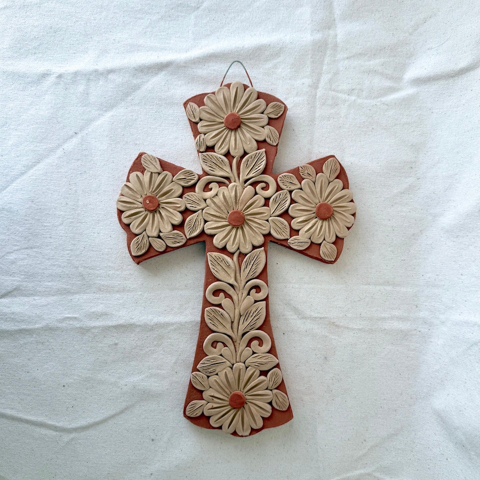 Large Floral Red Wall Crosses