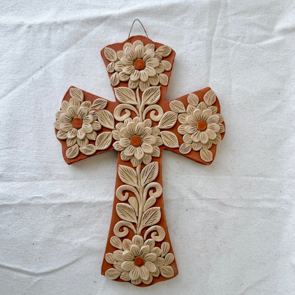 Large Floral Red Wall Crosses