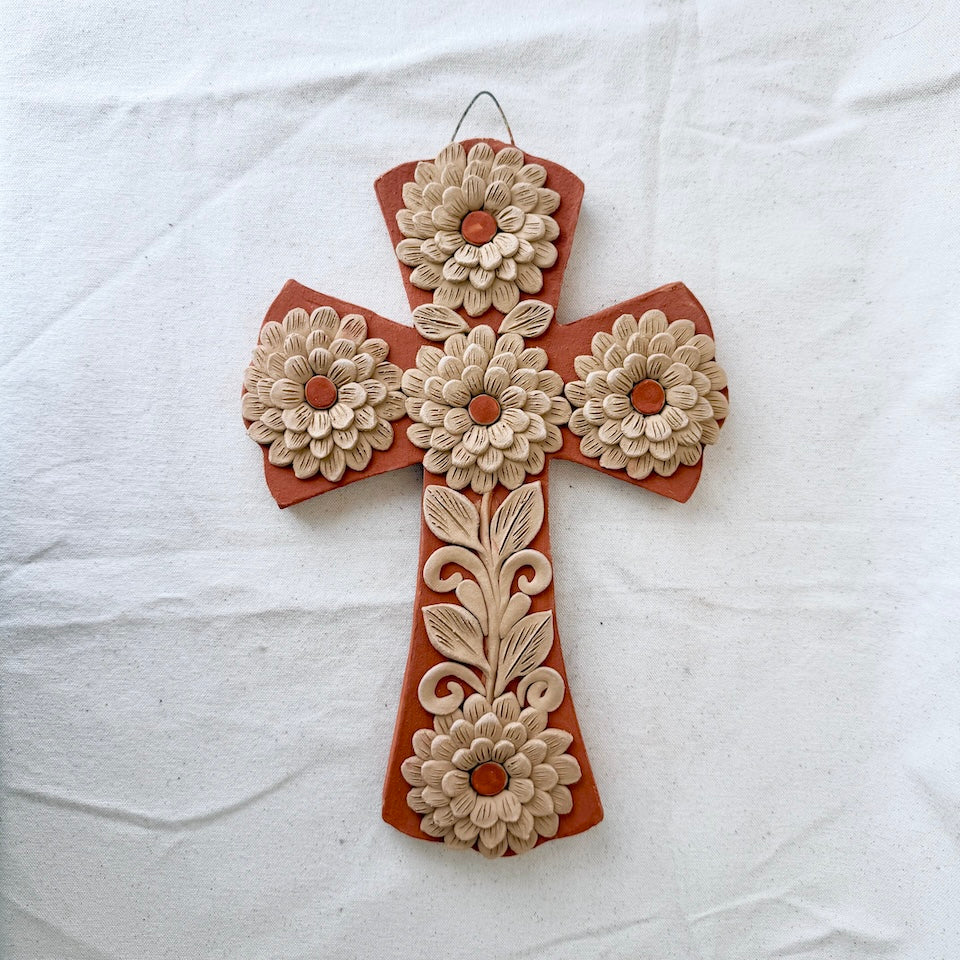 Large Floral Red Wall Crosses