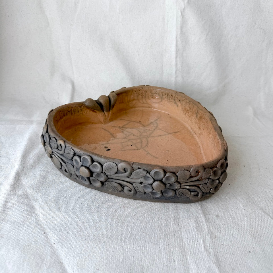 Large Ahumado Heart Floral Dish