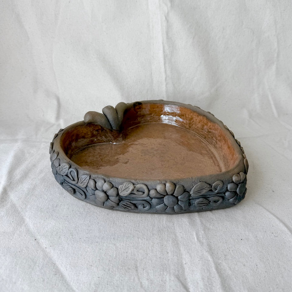 Large Ahumado Heart Floral Dish