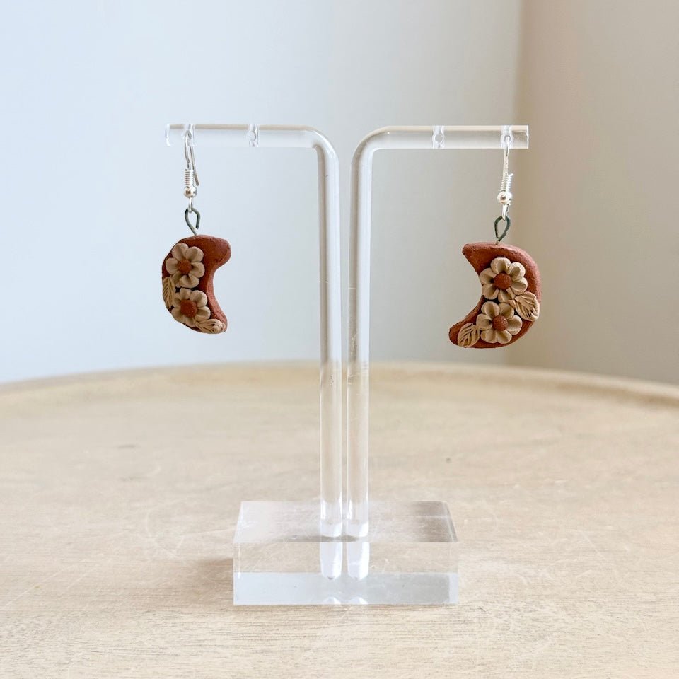 Atzompa Luna Pastillaje Flower Earrings
