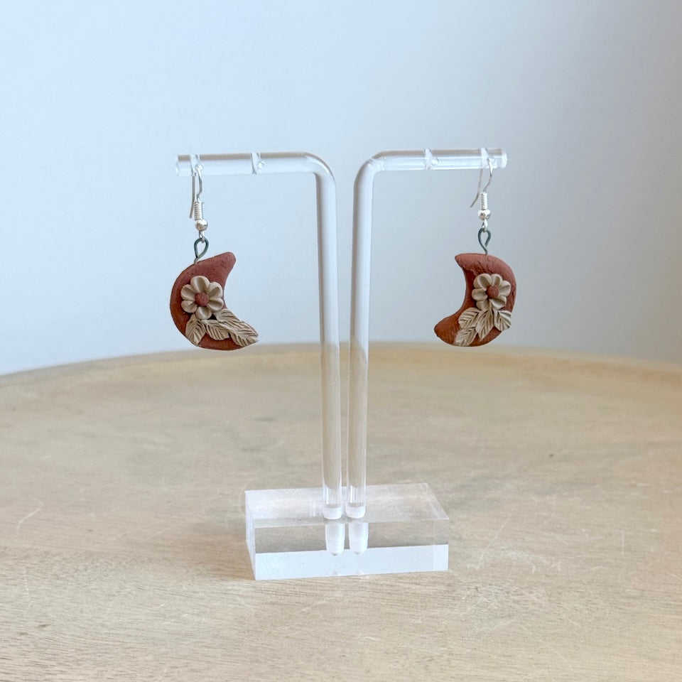 Atzompa Luna Pastillaje Flower Earrings
