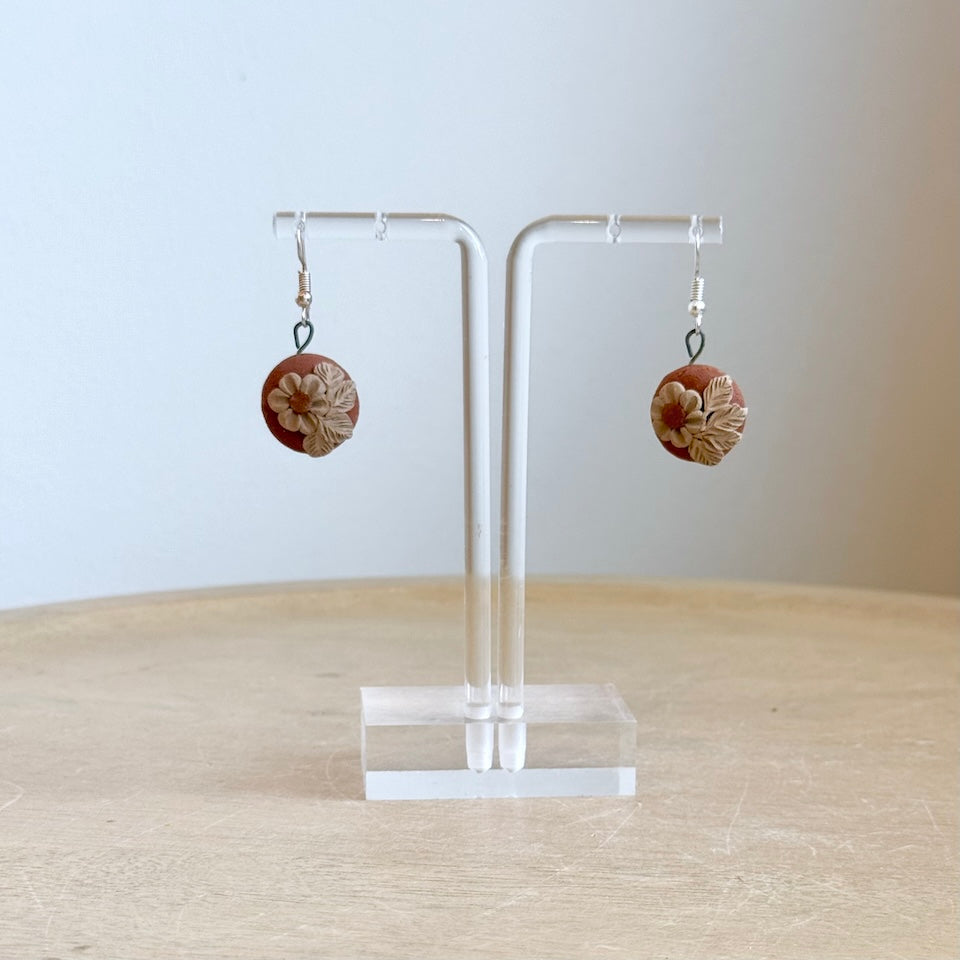 Atzompa Round Pastillaje Flower Earrings