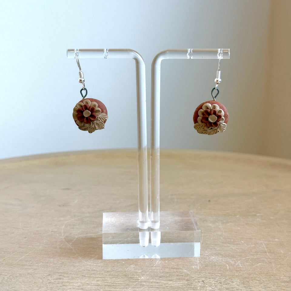 Atzompa Round Pastillaje Flower Earrings