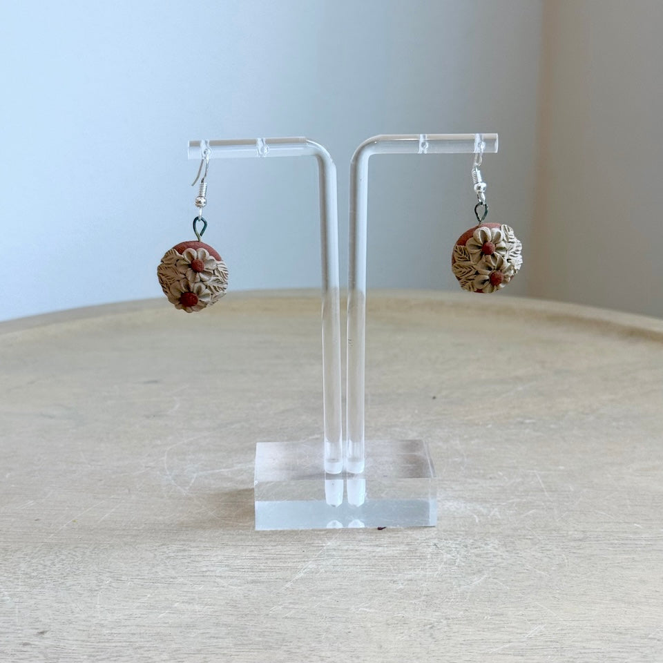 Atzompa Round Pastillaje Flower Earrings