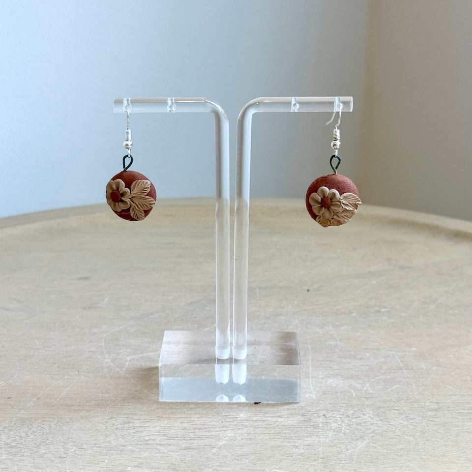 Atzompa Round Pastillaje Flower Earrings