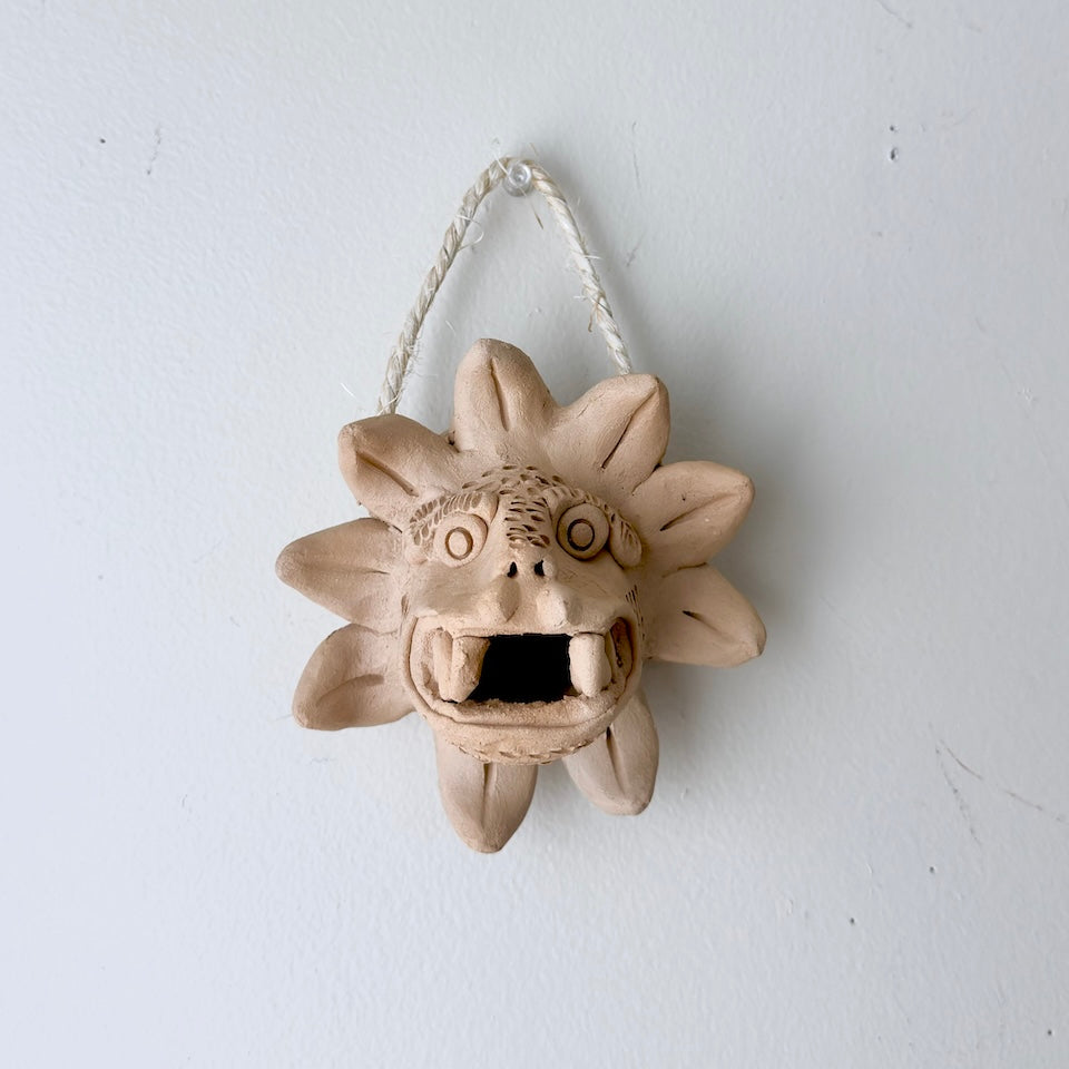 Mini Cream Quetzalcoatl Clay Mask Wall Decor