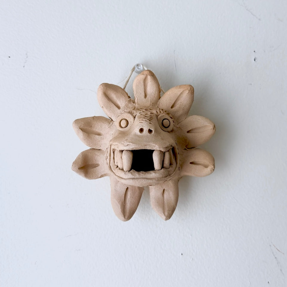 Mini Cream Quetzalcoatl Clay Mask Wall Decor