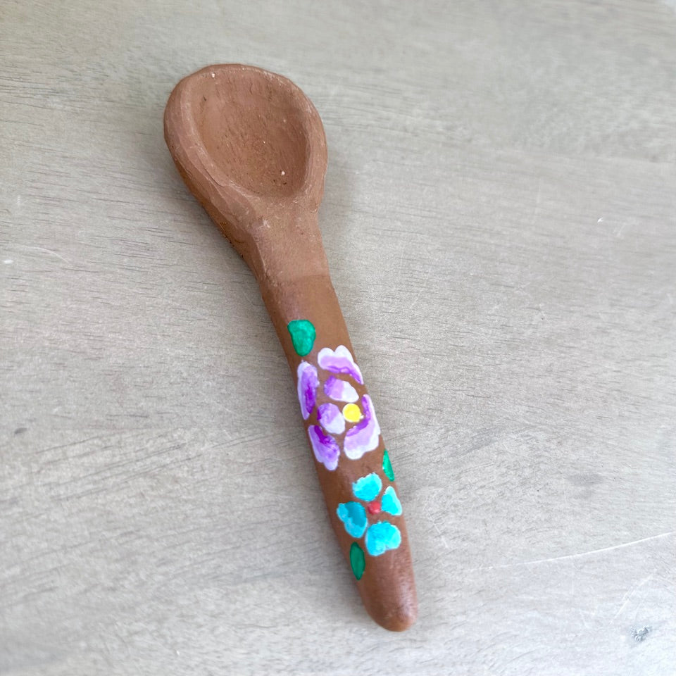 Handpainted Juchitan Clay Spoons - Turquoise