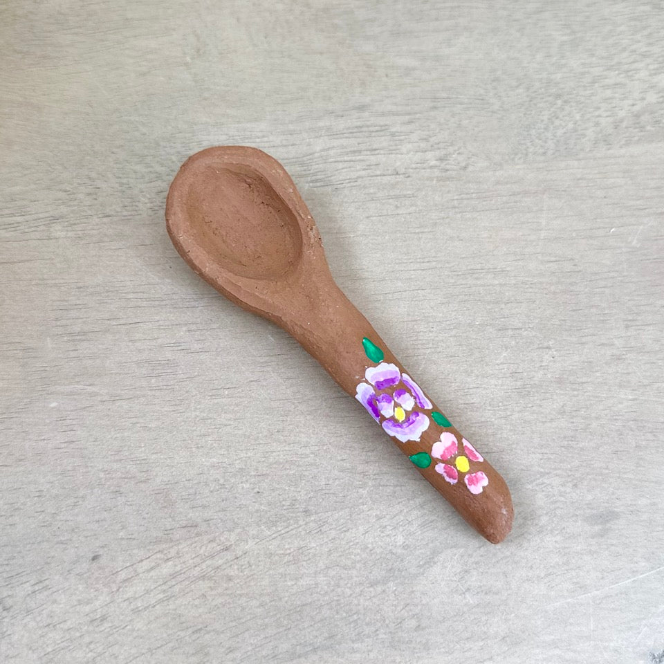 Handpainted Juchitan Clay Spoons - Purple &amp; Pink