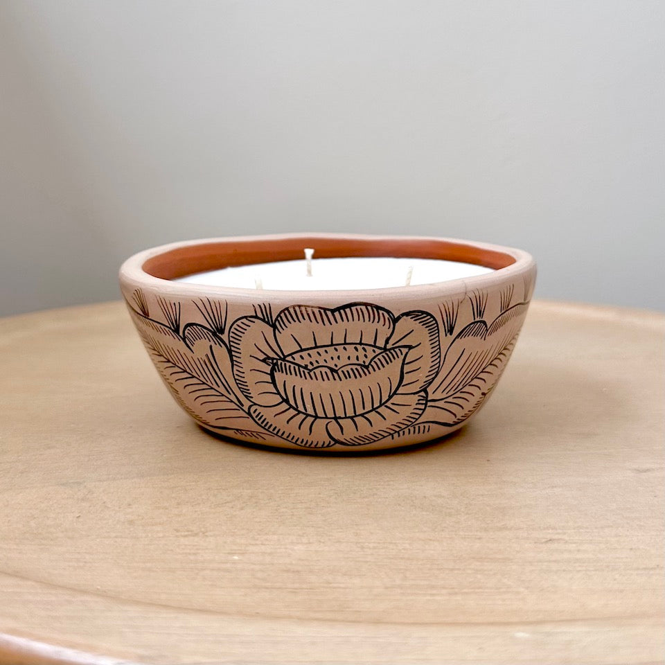 Michoacan Three Wick Candle Bowl - Taupe