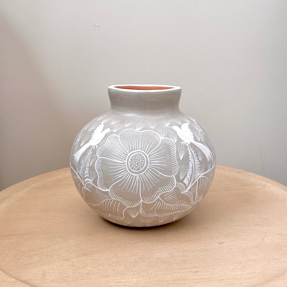 Michoacan Medium Round Flower Vases - Cement