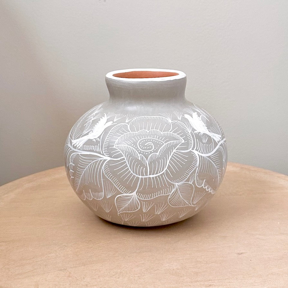 Michoacan Medium Round Flower Vases - Cement