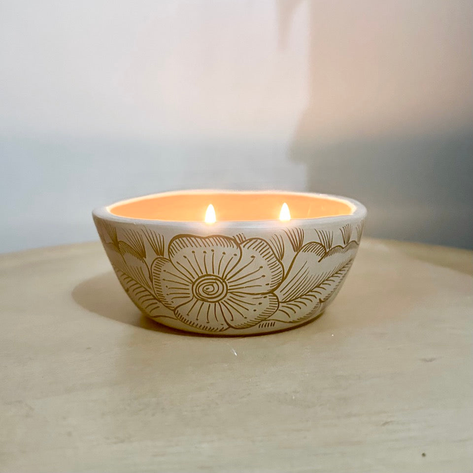 Michoacan Three Wick Candle Bowl - Cement