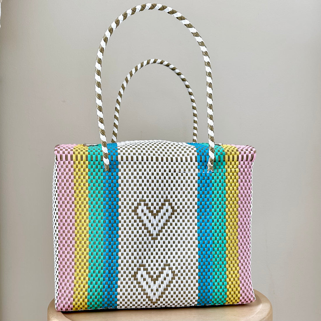 Large Striped Corazon Bucket Bag