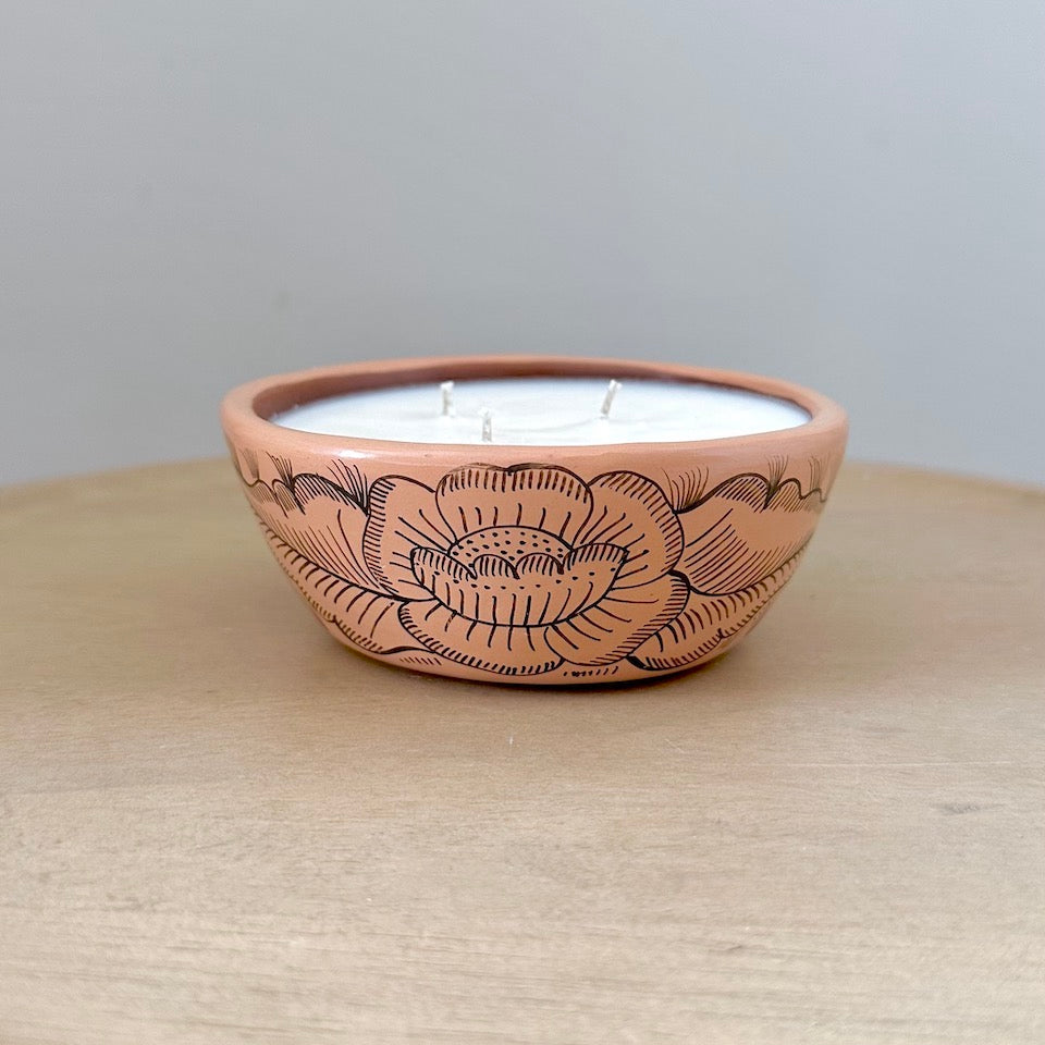 Michoacan Three Wick Candle Bowl - Melon