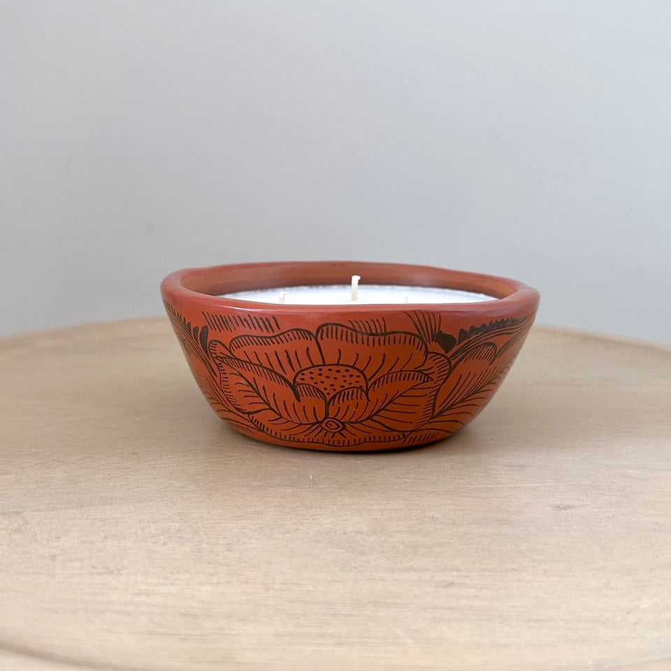 Michoacan Three Wick Candle Bowl - Brown