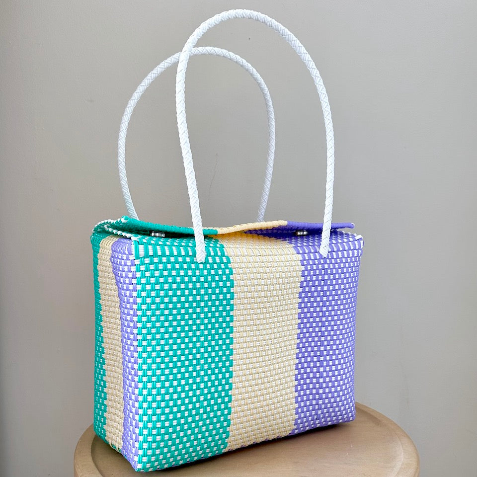 Medium Striped Pastel Bucket Bag