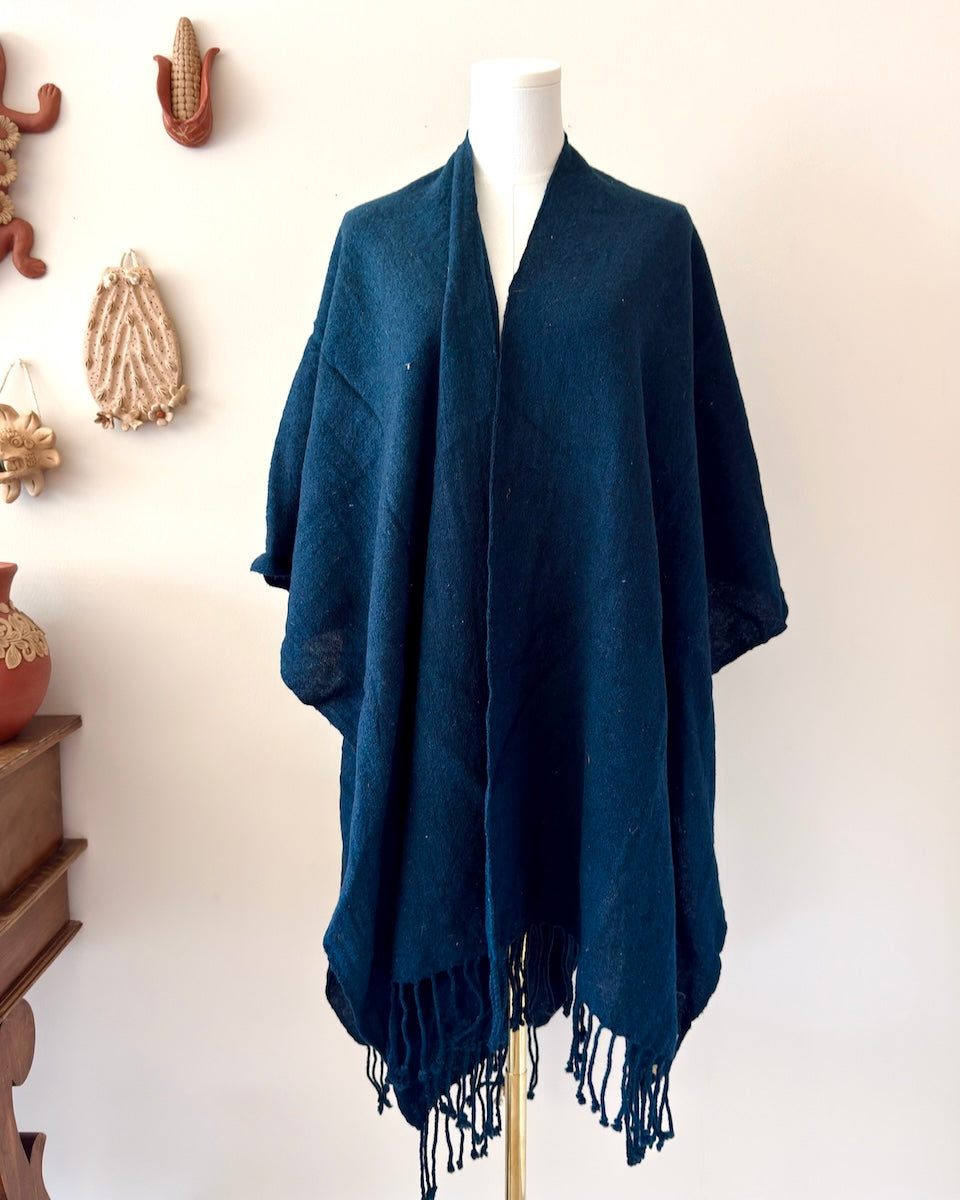 Naturally Dyed Añil Wool Rebozo
