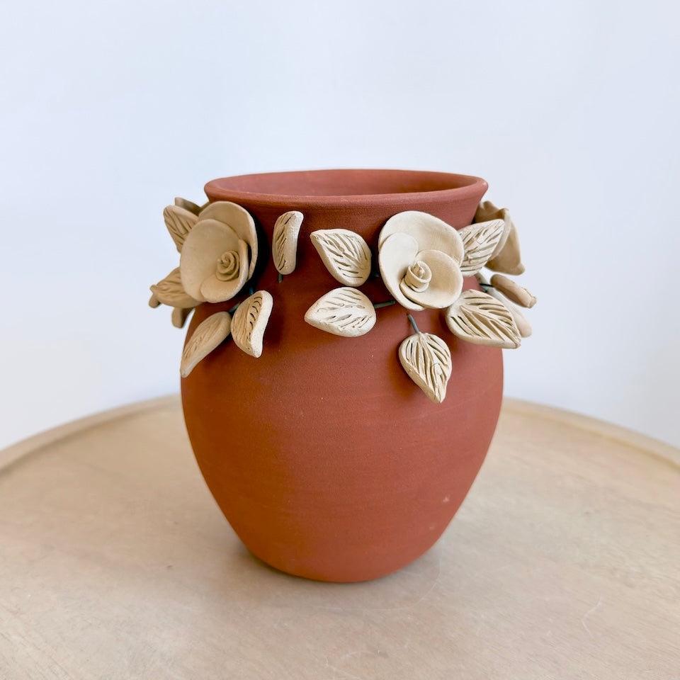 Small Red Long Floral Flower Vase