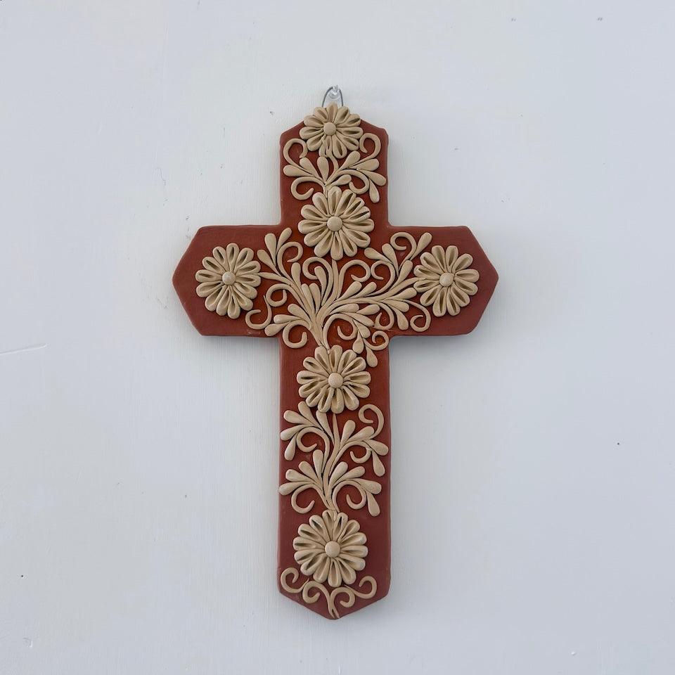 Gaytan Large Clay Red Embroidered Cross