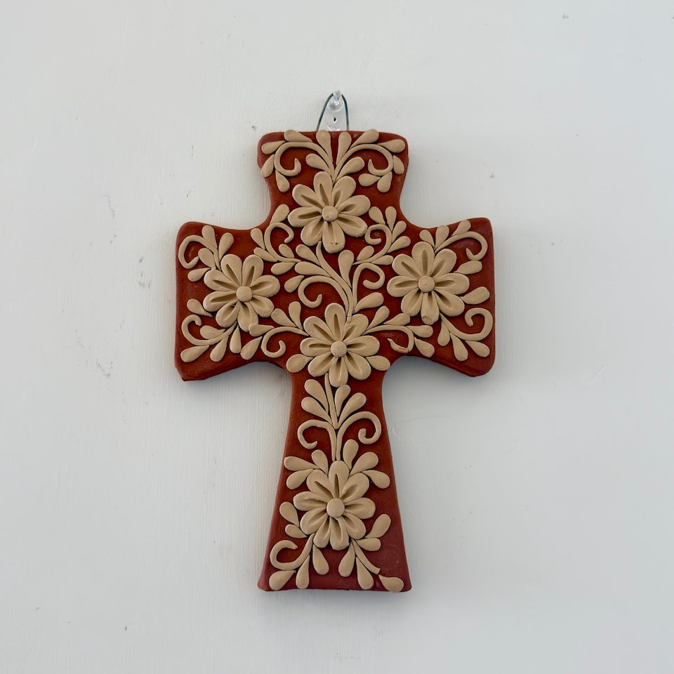 Gaytan Medium Clay Red Embroidered Cross