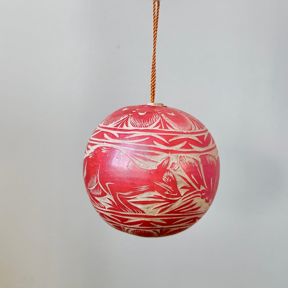 Red Jicara Holiday Ornaments