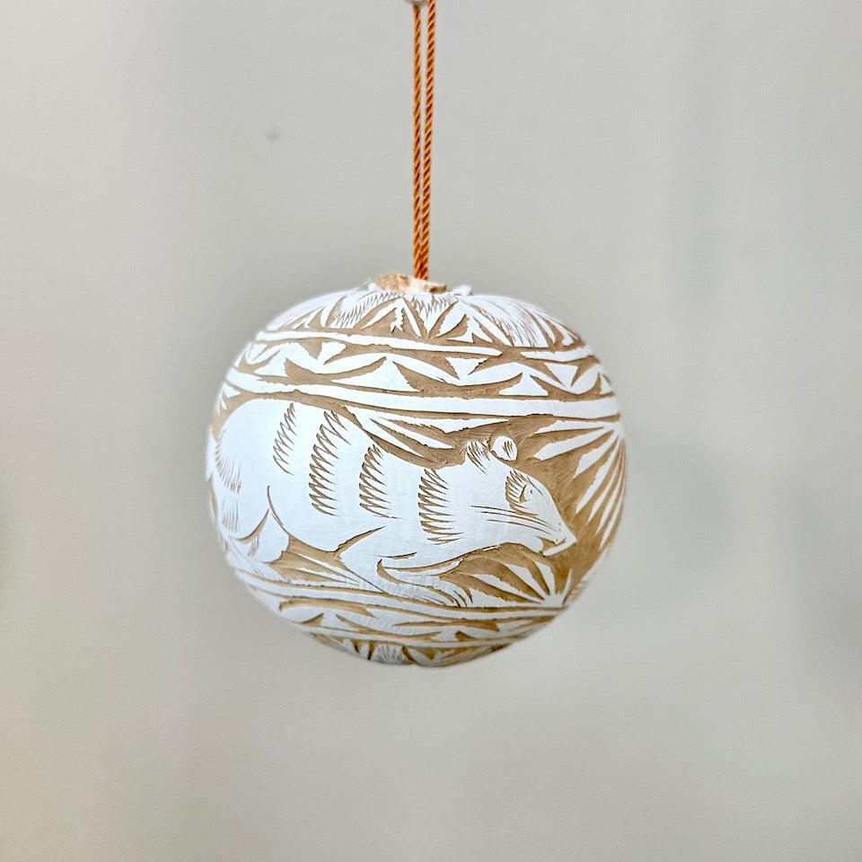White Jicara Holiday Ornaments