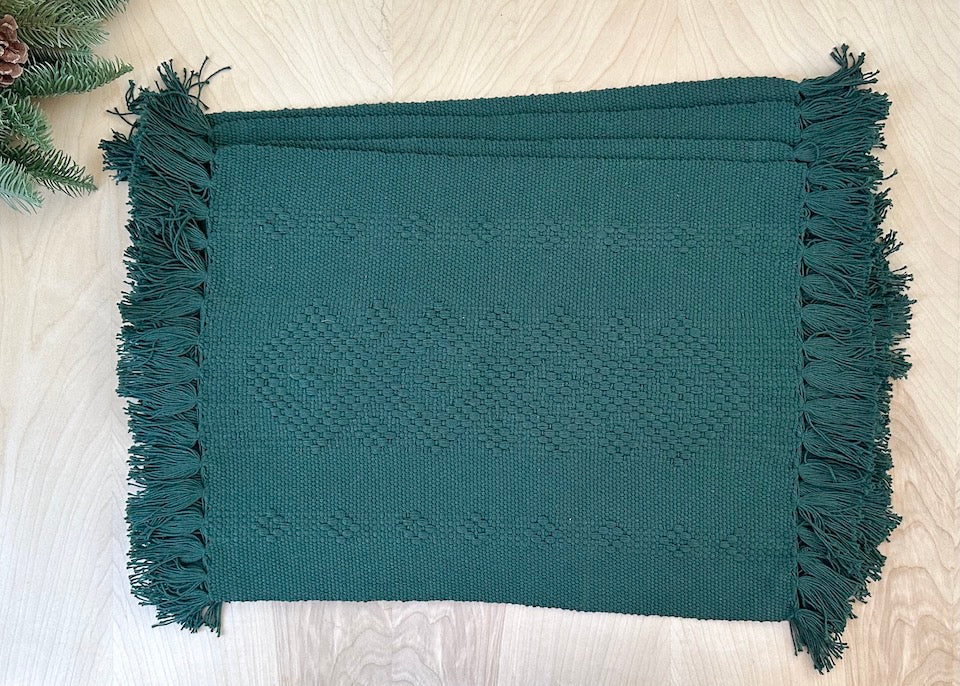 Dark Green Waistloom Placemats - set of 4