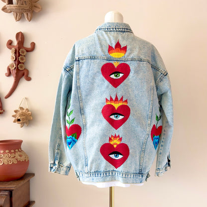 Large Light Wash Sacred Heart Denim Jacket