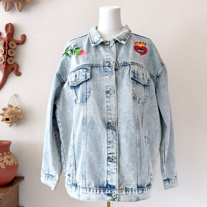 Large Light Wash Sacred Heart Denim Jacket