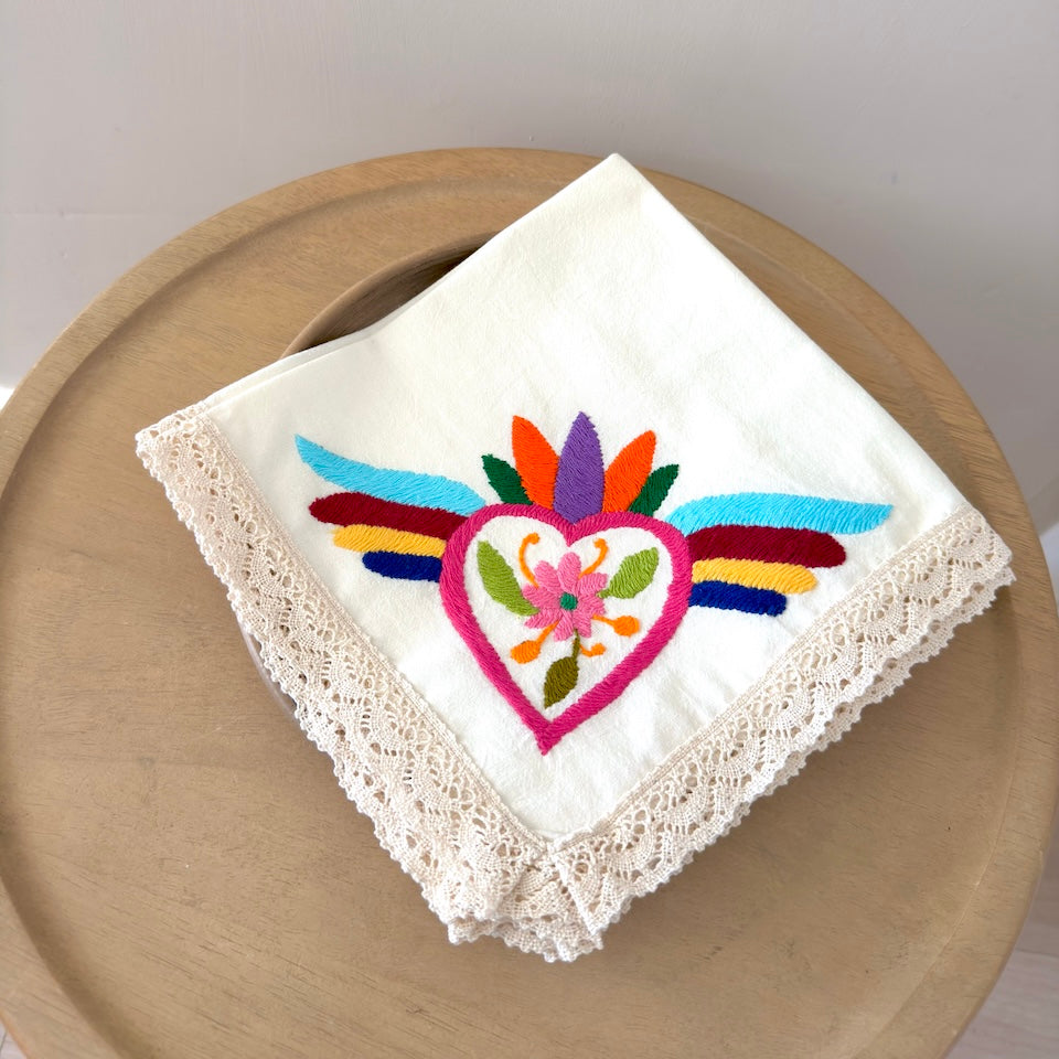 Limited Edition Otomi Embroidered Sacred Heart Napkins