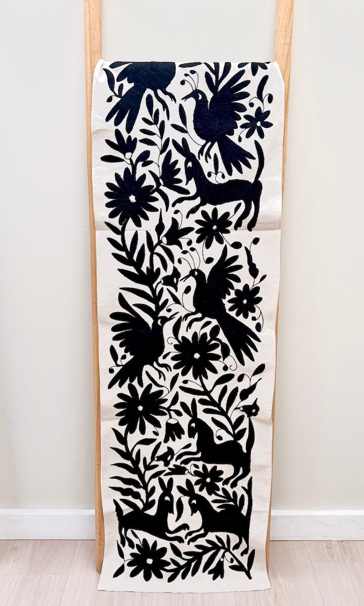 Traditional Black Otomi Table Runner