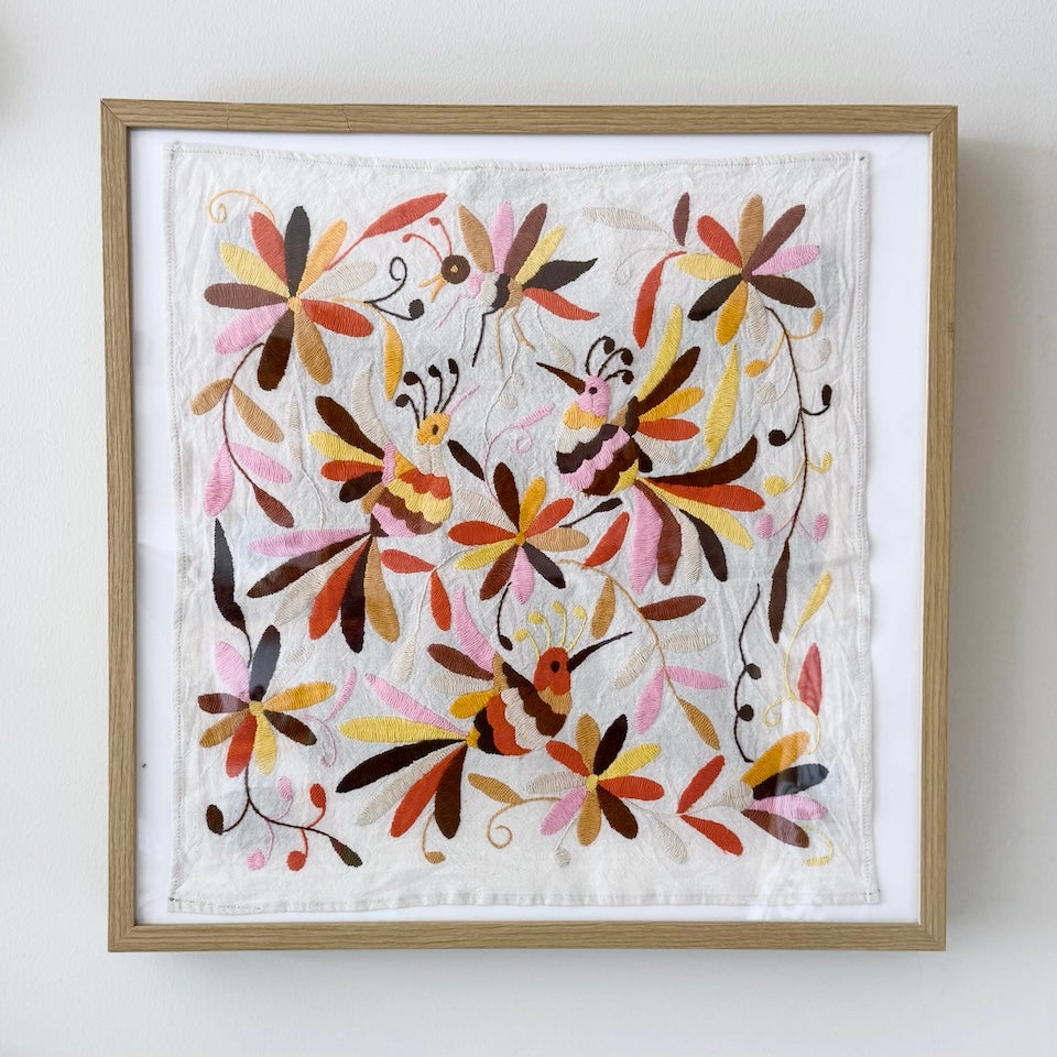 Pink and Yellow Traditional Otomi Tapestry