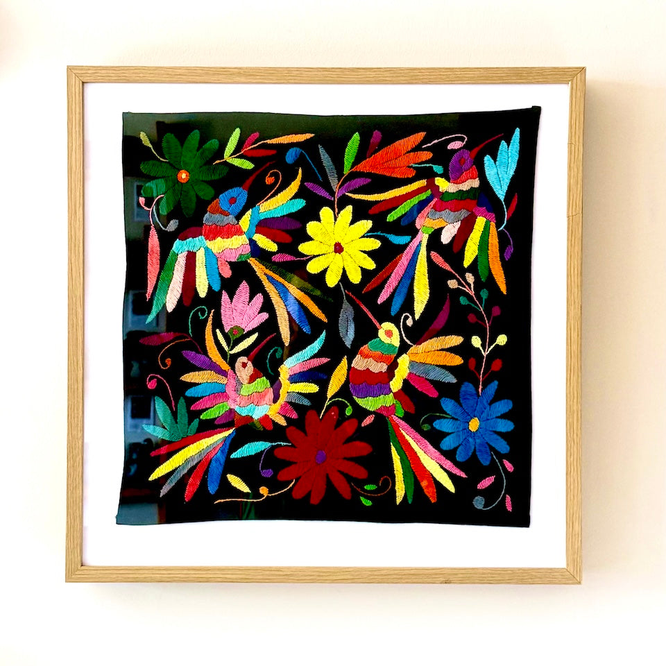 Black Fabric Traditional Otomi Tapestry