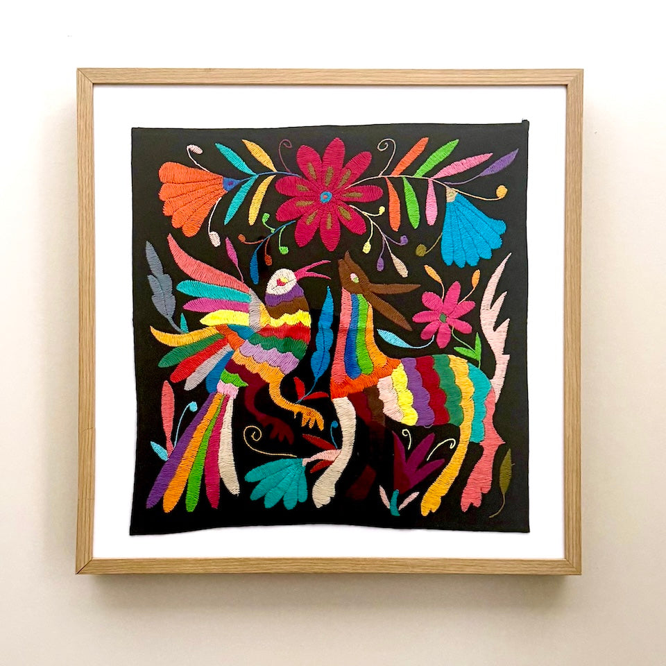 Black Fabric Traditional Otomi Tapestry