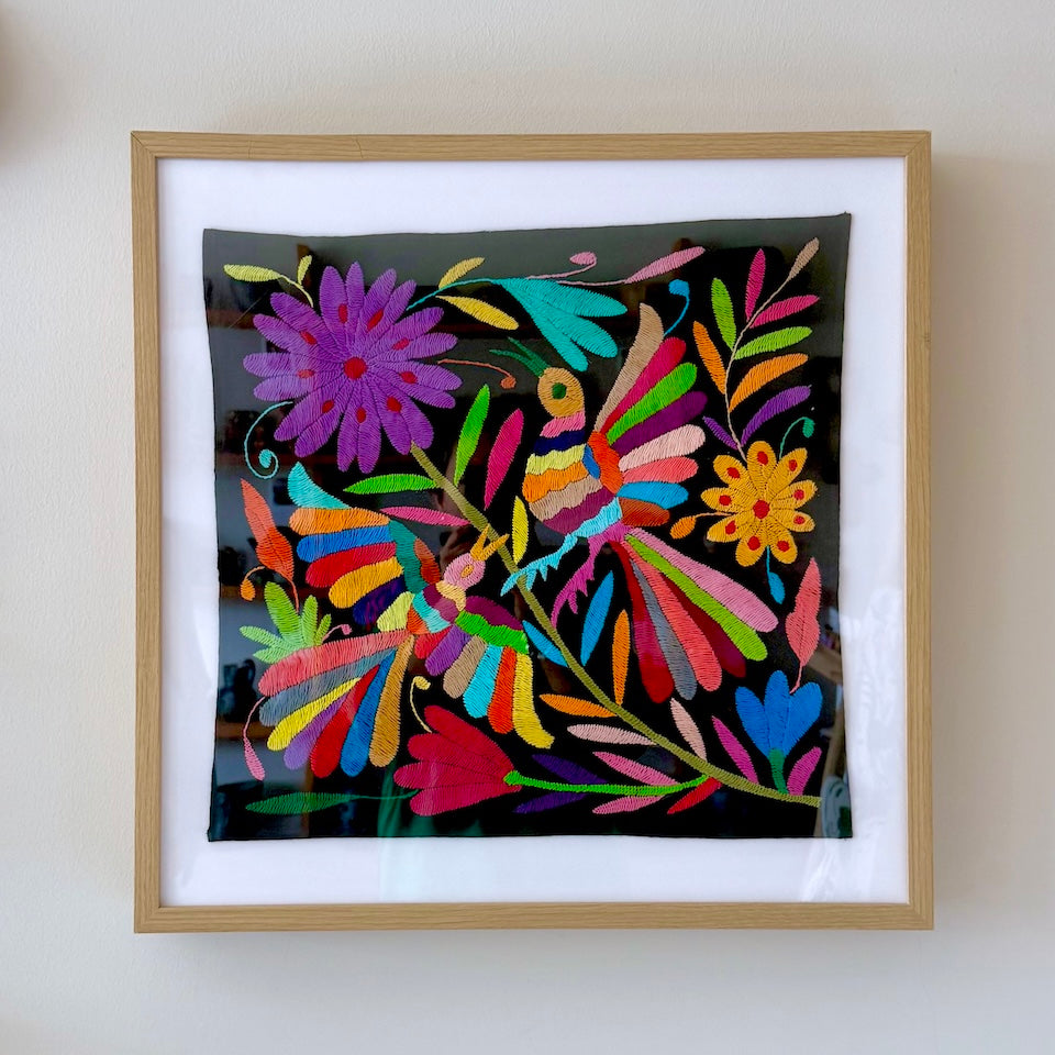 Black Fabric Traditional Otomi Tapestry