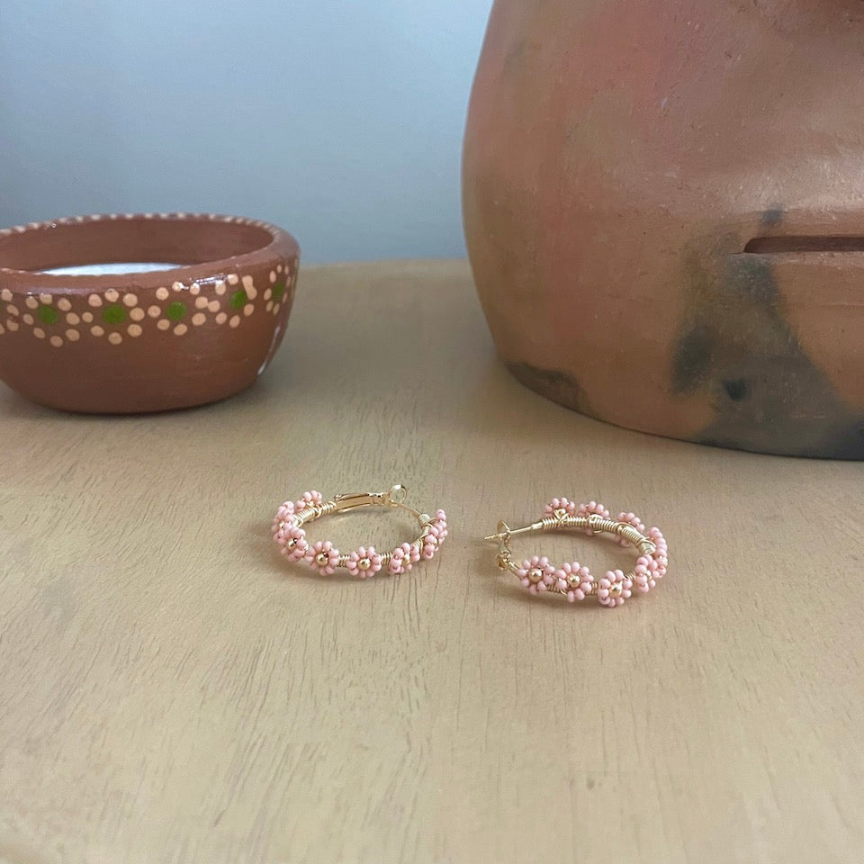 Floral Round Hoop Earrings