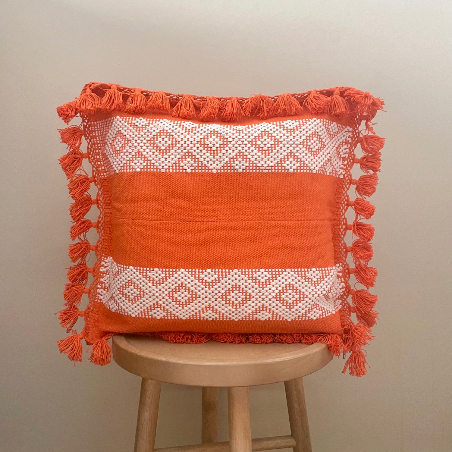 Boho Oaxacan Waistloom Pillow - Orange