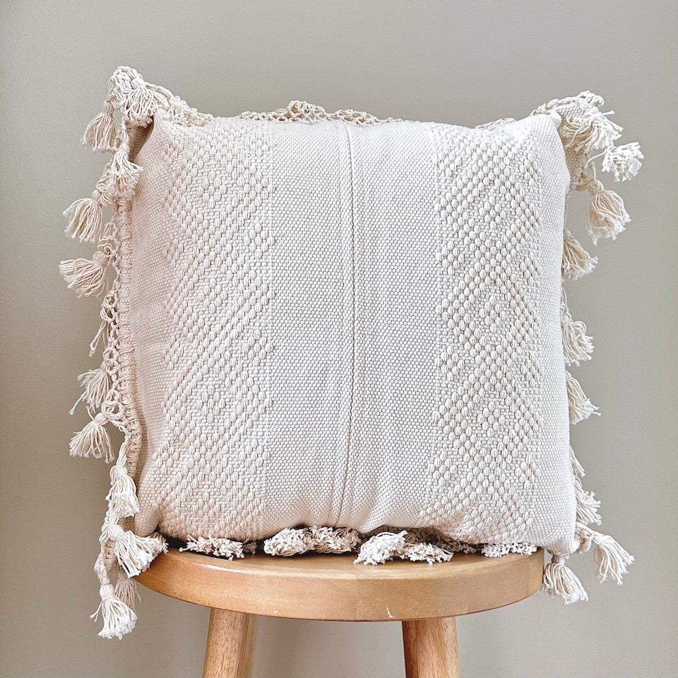 Boho Oaxacan Waistloom Pillow - Cream