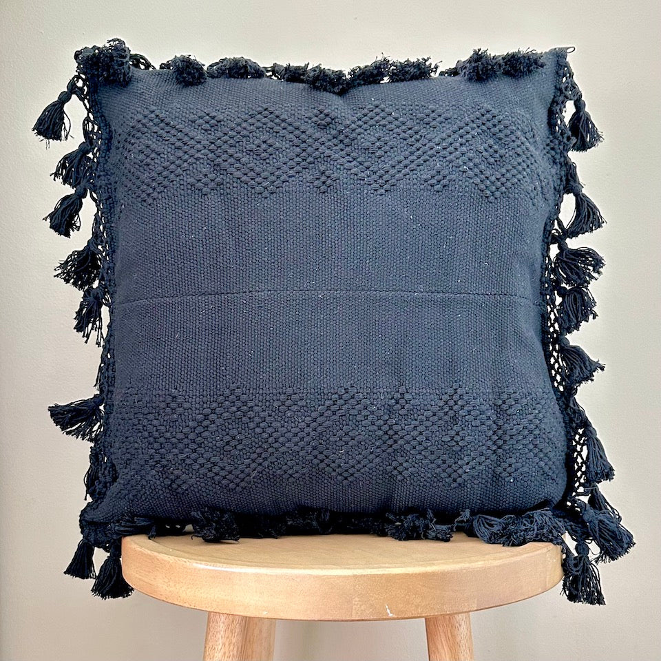 Boho Oaxacan Waistloom Pillow - Black